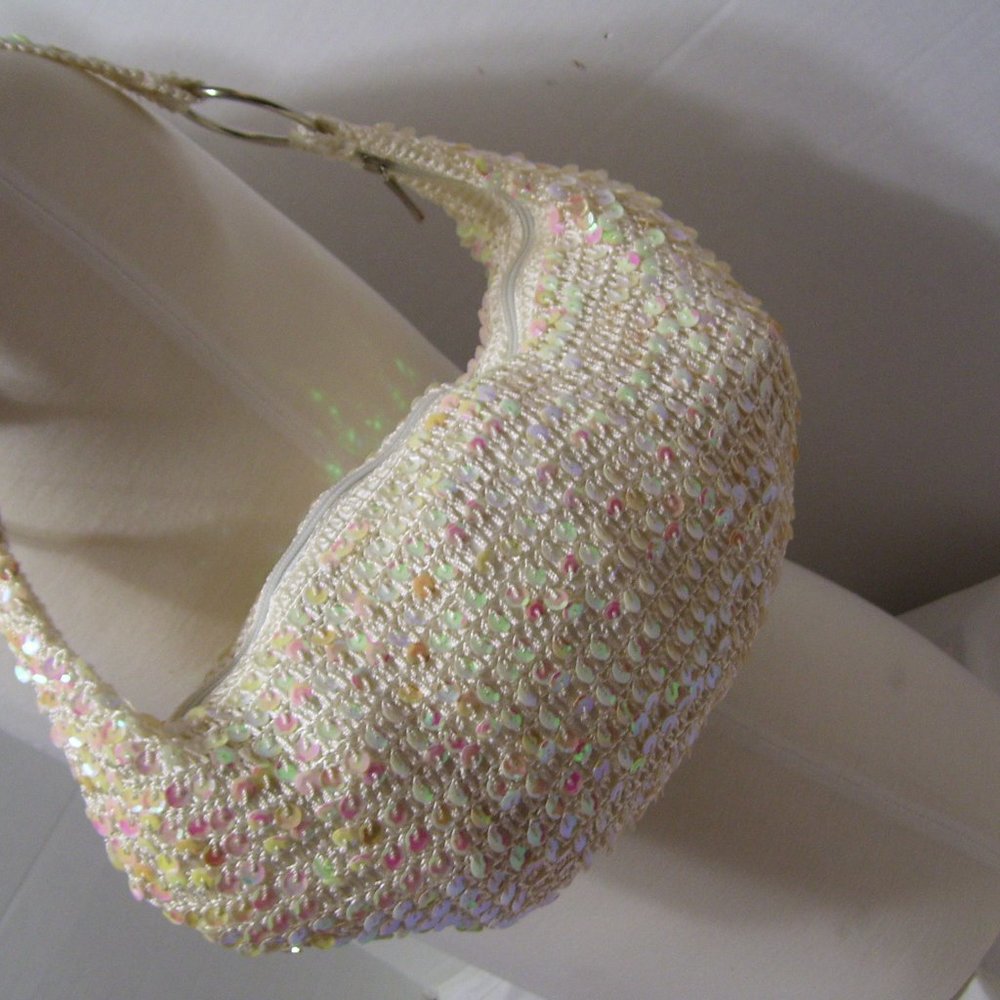 Apt. 9 Fashion Handbag White with AB Sequins Sak Hobo NWOT